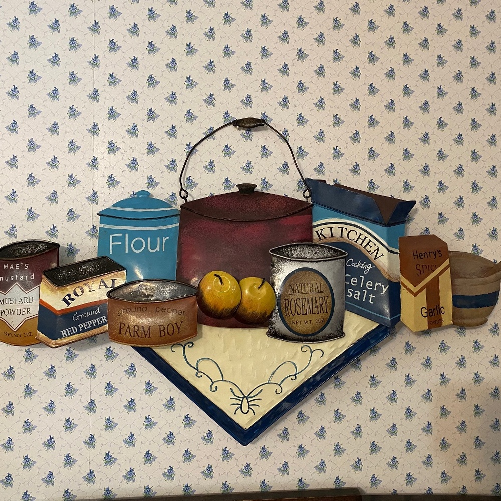 Vintage tins wall hanging